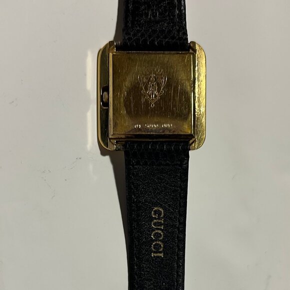 Womens Gucci Brown Gold-Plated Square Case 14 GG Buckle Leather Band Wristwatch - Picture 5 of 16